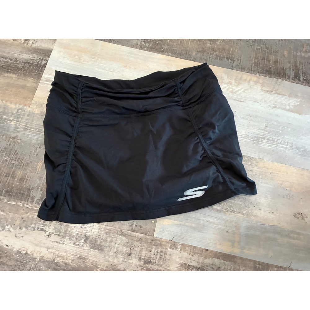 Skechers Performance Womens Black Ruched Athletic Tennis Golf Skort Size L
